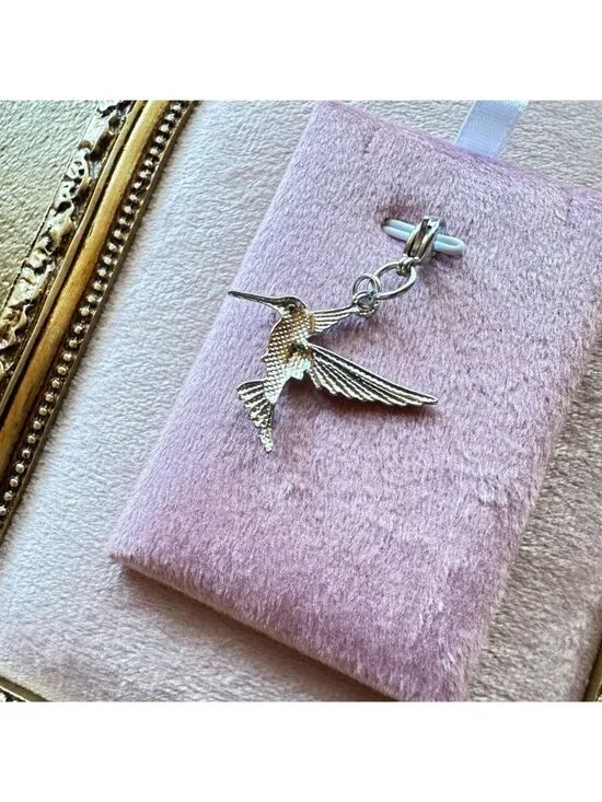 Hummingbird Charm Pendant With Lobster Clasp - Stainless Steel Waterproof - Picture 7 of 16